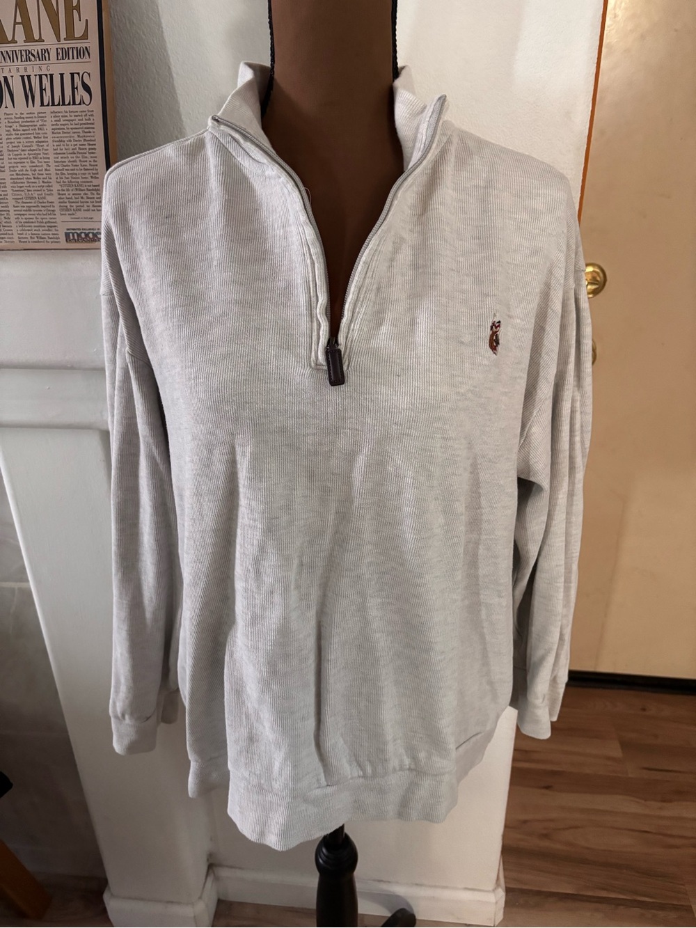 Polo by Ralph Lauren Light Gray Quarter-Zip Sweater